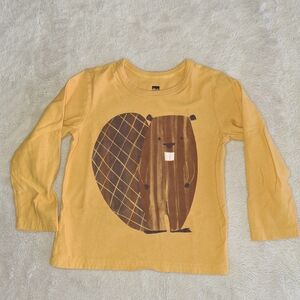 Tea Collection Mustard Beaver Long Sleeve Tee